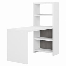 Office by kathy ireland® Echo 56W Craft Table in Pure White and Modern Gray - Bush Business Furniture ECH023WHMG