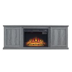 "Franklin 60" Fireplace with 2 Doors in Grey - Manhattan Comfort FP3-GY"