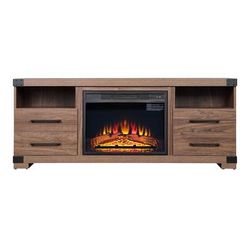"Richmond 60" Fireplace with 2 Drawers and 2 Shelves in Brown - Manhattan Comfort FP1-BR"