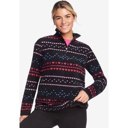 Plus Size Women's Microfleece Quarter-Zip Pullover by Woman Within in Black Heart Fair Isle (Size L) Jacket