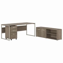 Bush Business Furniture Hybrid 72W x 30D Computer Table Desk with Storage and Mobile File Cabinet in Modern Hickory - Bush Business Furniture HYB014MHSU