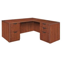 "Legacy 71" Double Full Pedestal L-Desk with 35" Return- Cherry - Regency LLDFP7135CH"