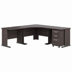 Bush Business Furniture Studio A 83W Large Corner Desk with 3 Drawer Mobile File Cabinet in Storm Gray - Bush Business Furniture STA003SGSU