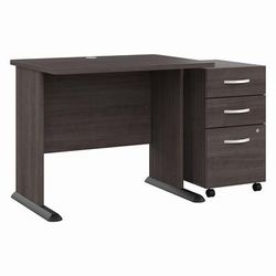 Bush Business Furniture Studio A 36W Small Computer Desk with 3 Drawer Mobile File Cabinet in Storm Gray - Bush Business Furniture STA005SGSU