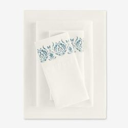 Amelia Sheet Set by BrylaneHome in Ivory Seaglass (Size TWIN)