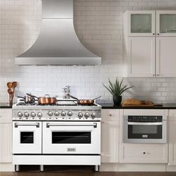 "ZLINE 48" 6.0 cu. ft. Range with Gas Stove and Gas Oven in Stainless Steel and White Matte Door (RG-WM-48) - ZLINE Kitchen and Bath RG-WM-48"