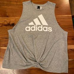 Adidas Tops | Adidas Womens Muscle Tie Shirt, Size Xl | Color: Gray | Size: Xl