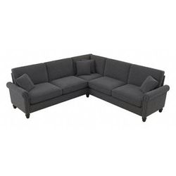 Bush Furniture Coventry 99W L Shaped Sectional Couch in Charcoal Gray Herringbone - Bush Furniture CVY98BCGH-03K