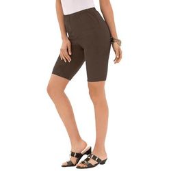 Plus Size Women's Essential Stretch Bike Short by Roaman's in Chocolate (Size 6X) Cycle Gym Workout