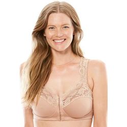 Plus Size Women's Front Close Wireless Gel Strap Bra by Comfort Choice in Nude (Size 38 G)