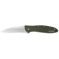 Kershaw Leek Assisted Folding Knife 3in 14C28N Drop Point Blade Olive 6061-T6 Aluminum Handle 1660OL