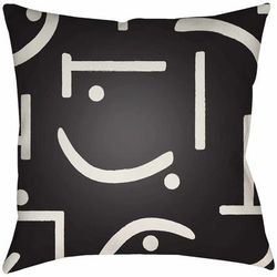 Durusu 20" Square Modern Pillow plush Black/Ivory Outdoor Lumbar Pillow - Boutique Rugs