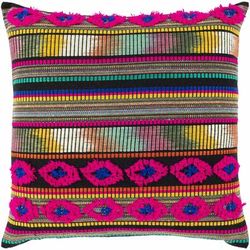 Pogonsili 20" Square Pillow Moroccan Plush Black/Burnt Orange/Emerald/Magenta/Yellow/Light Green Throw Pillow - Boutique Rugs