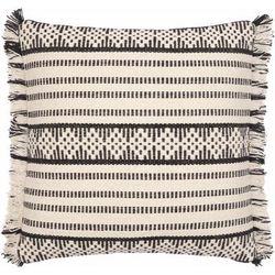 Kalawit 16"L x 24"W Pillow Moroccan Plush Cotton Black/Cream/Light Beige Lumbar Pillow - Boutique Rugs