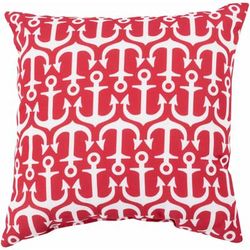 Nilombot 20" Square Coastal Pillow plush Off White/Red Outdoor Throw Pillow - Boutique Rugs