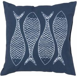 Cabuyao 18" Square Coastal Pillow plush Dark Blue/Ivory/Navy Outdoor Throw Pillow - Boutique Rugs