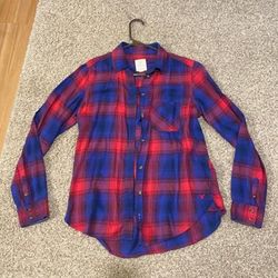 American Eagle Outfitters Tops | American Eagle Vintage Boyfriend Red And Blue Flannel Size S | Color: Blue/Red | Size: S