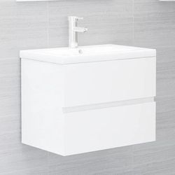 vidaXL Mobile Bagno con Lavabo Integrato Bianco Lucido in Truciolato