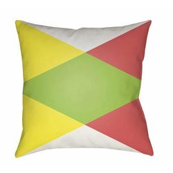 Naguilayan 18" Square Modern Pillow plush Dusty Coral/Green/White/Yellow Outdoor Throw Pillow - Boutique Rugs