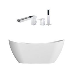 Randolph Morris Maxwell 67 Inch Acrylic Double Slipper Freestanding Tub and Faucet Package RMD75-CPF5