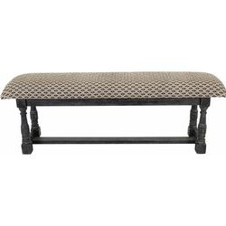 Surigao 18"H x 55"W x 15"D Traditional Stool Charcoal/Black/Light Beige/Peach Bench - Boutique Rugs