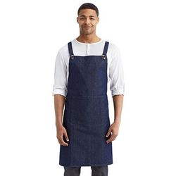 Artisan Collection by Reprime RP129 Cross Back Barista Apron in Indigo Denim | Cotton