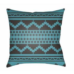 Lida 20" Square Pillow Moroccan Plush Black/Teal Outdoor Throw Pillow - Boutique Rugs