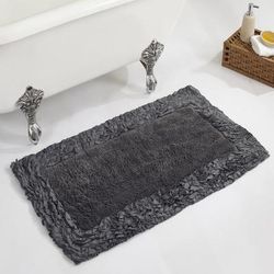 Shaggy Border Bath Rug Mat, 24" X 40" by Better Trends in Gray