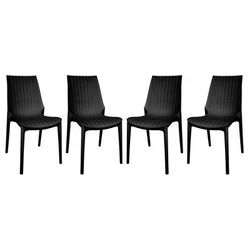 LeisureMod Kent Outdoor Dining Chair, Set of 4 in Black - LeisureMod KC19BL4