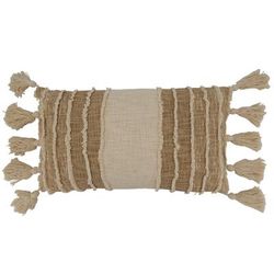 Striped Throw Pillow With Tassel Edges and Down Filling - Saro Lifestyle 5005.I1220BD