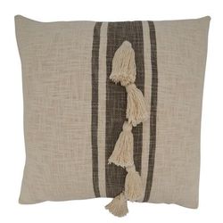 Striped Tassel Throw Pillow With Poly Filling - Saro Lifestyle 5004.GY20SP