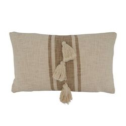 Striped Tassel Throw Pillow With Down Filling - Saro Lifestyle 5004.N1220BD