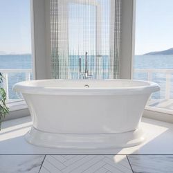 Randolph Morris Everett 72 Inch Acrylic Double Ended Freestanding Tub - Made in USA RM72DE0ACWH