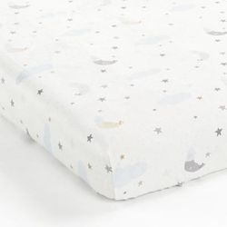 Goodnight Little Moon Soft & Plush Fitted Crib Sheet Blue/Multi Single 28X52X9 - Lush Decor 21T010142