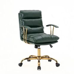 LeisureMod Regina Modern Padded Leather Adjustable Executive Office Chair with Tilt & 360 Degree Swivel in Pine Green - LeisureMod RO19GL