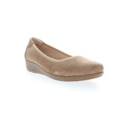 Women's Yara Leather Slip On Flat by Propet in Natural Buff Suede (Size 6 XW)