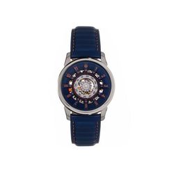 Reign Reign Monterey Skeletonized Leather-Band Watch Blue One Size REIRN6403
