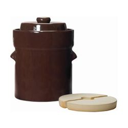 Roots & Harvest Traditional Style Water-Seal Crock Set 20L Fermentation Crock w/Lid & Weights Brown Large 1563