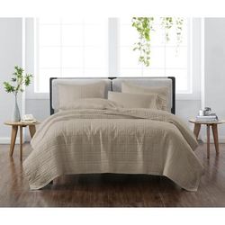 Heritage Solid Quilt Set by Cannon in Khaki (Size KING)