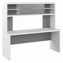 Bush Business Furniture Echo 72W Computer Desk with Hutch in Pure White and Modern Gray - ECH056WHMG