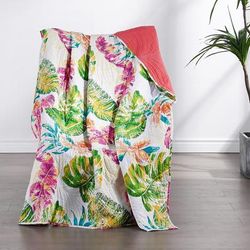 Tropics Throw Blanket by Barefoot Bungalow in Coral
