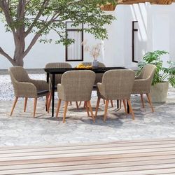 vidaXL Set da Pranzo per Giardino 7 pz con Cuscini Marrone