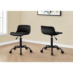 Office Chair / Adjustable Height / Swivel / Ergonomic / Computer Desk / Work / Juvenile / Metal / Pu Leather Look / Black / Contemporary / Modern - Monarch Specialties I 7464