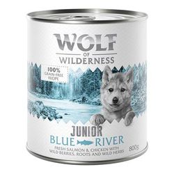 6x800g Junior Chicken & Salmon Wolf of Wilderness Wet Dog Food