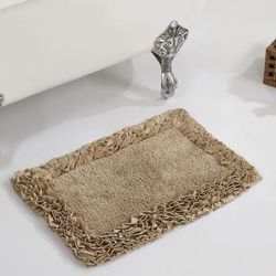 Shaggy Border Bath Rug Mat, 17" X 24" by Better Trends in Beige
