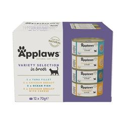 12x70g Mixed Pack Chicken & Fish in Broth Applaws Wet Cat Food