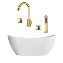 Randolph Morris Maxwell 67 Inch Acrylic Double Slipper Freestanding Tub and Faucet Package RMD75-BBF2