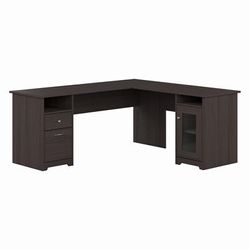 Bush Furniture Cabot 72W L Shaped Computer Desk with Storage in Heather Gray - Bush Furniture CAB072HRG