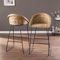 Landrine Water Hyacinth Bar Stools 2Pc Set by SEI Furniture in Natural