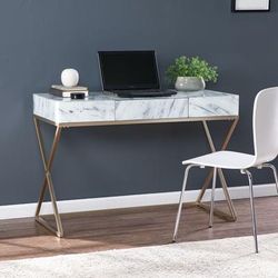 Kamblemore Faux Marble Writing Desk W Storage by SEI Furniture in Gray